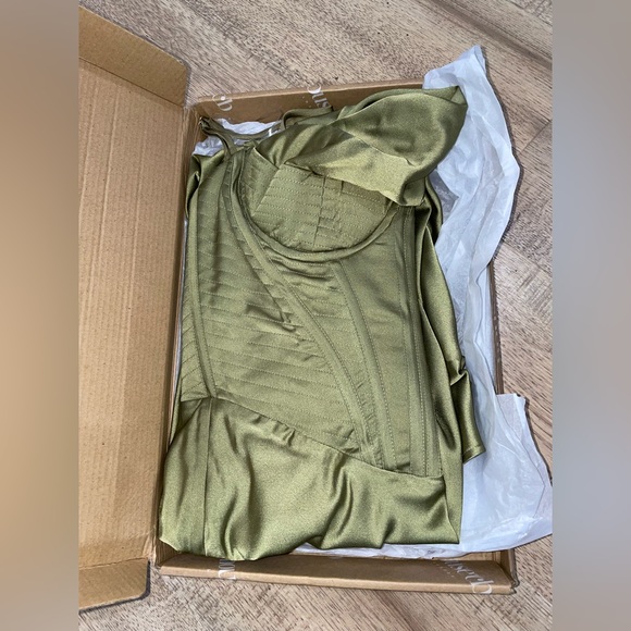 House of CB Myrna Olive Corset Slip Dress - Picture 9 of 11